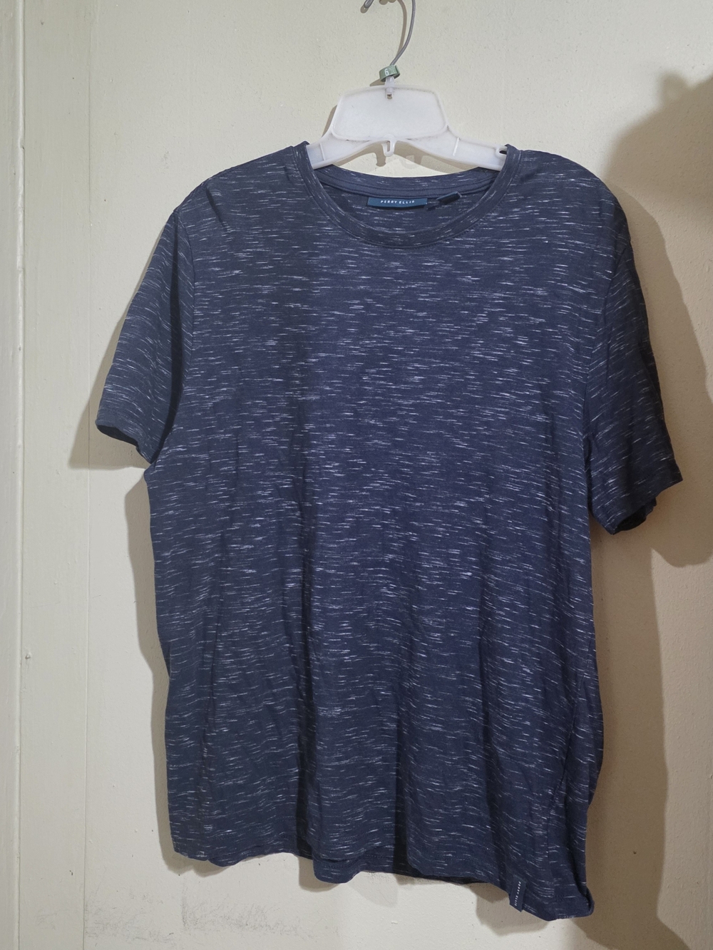 Perry Ellis Heathered NavyBlue Short Sleeve Tee Size L